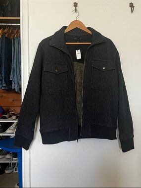 Banana Republic Men's Black Ribbed Zip Jacket